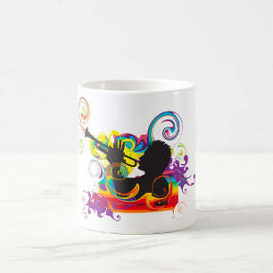 Mug Joueur de Trompette Silhouette Rétro Musique Psych