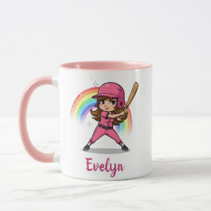 Mug Joueuse de baseball fille dessin animé mignon en r