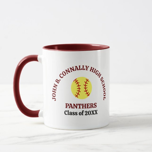 Mug Joueuse de softball au lycée marron personnalisée (Gauche)