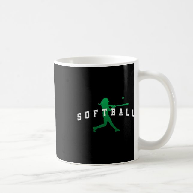 Mug Joueuse de softball équipe verte texte universitai (Droite)