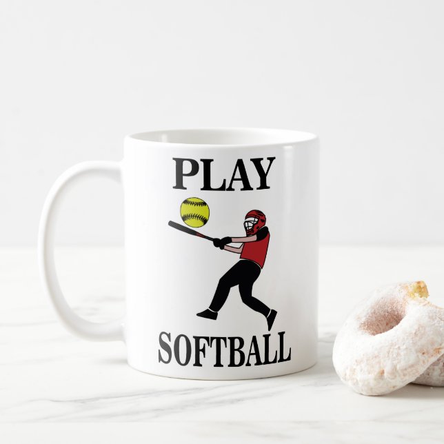 Mug Joueuse de softball joue au softball (Avec donut)