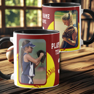 Mug Joueuse de softball Nom Numéro Équipe 2 Photos