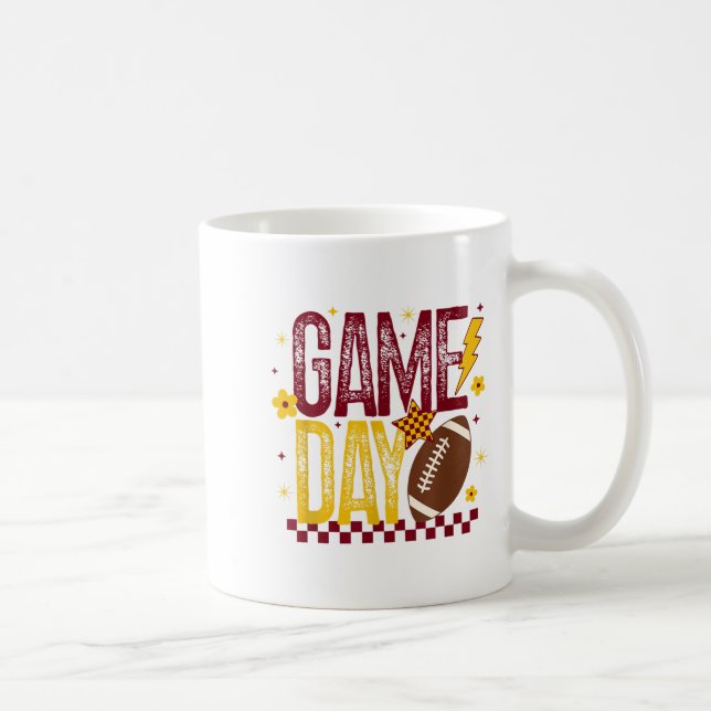Mug Jour de football saison Retro Maroon Gold Checked (Droite)