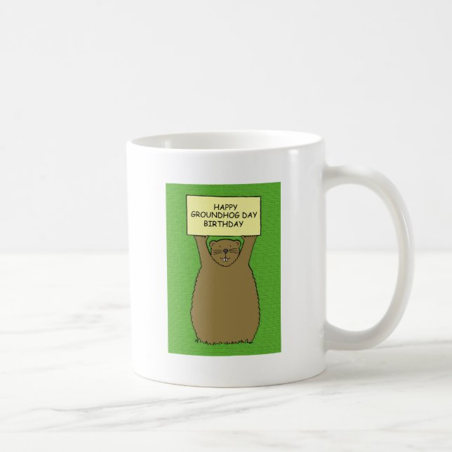 Mug Jour de la marmotte Caricature d'anniversaire (Droite)