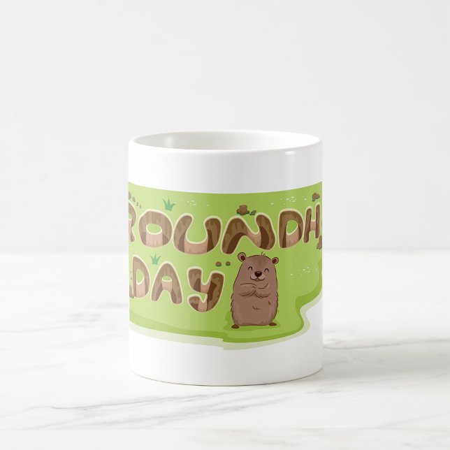 Mug Jour de la marmotte lettrage en bois (Créateur téléchargé)