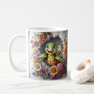 Mug Jour de la mère Tortues de mer avec Floral coloré