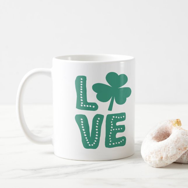 Mug Jour de la Saint Patrick d'amour Shamrock irlandai (Avec donut)