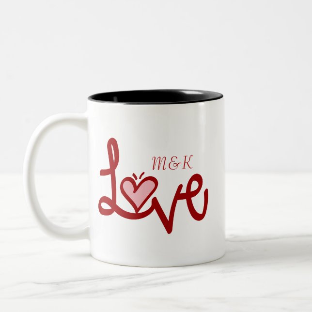 Mug jour de la Saint-Valentin amour couple prénoms (Gauche)