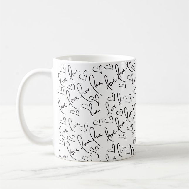 Mug Jour de la Saint-Valentin Doodles Écriture manuscr (Gauche)