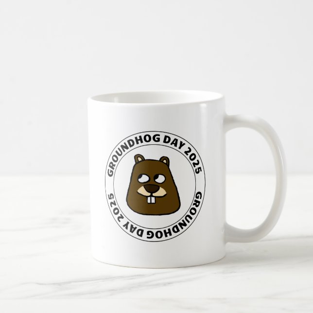 Mug Jour de marmotte 2025 avec visage de marmotte (Droite)