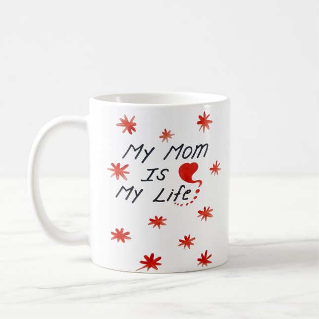 Mug jour de mère heureuse simple écrit à la main perso (Gauche)