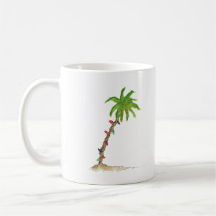 Mug Jour de Noël de l'Aquarelle Tropical Beach Palm T