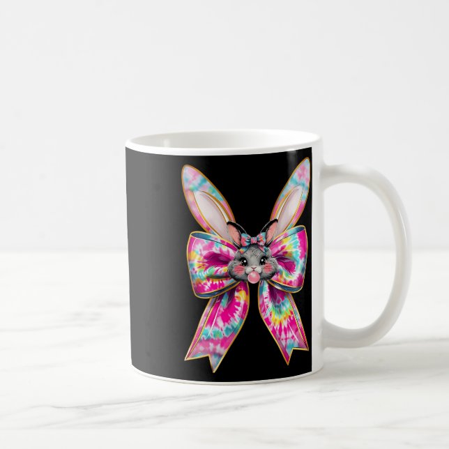 Mug Jour de Pâques Bunny Face Tie Dye Coquette Bow (Droite)