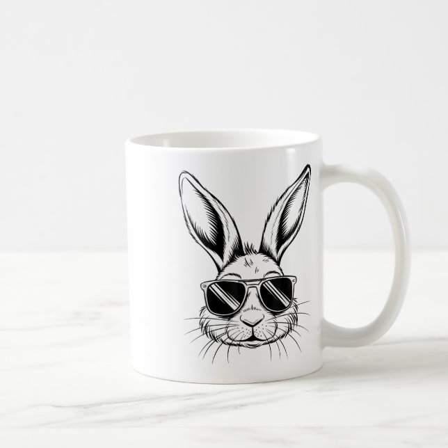 Mug Jour de Pâques Cool Lapin Visage Avec Sungles Homm (Droite)