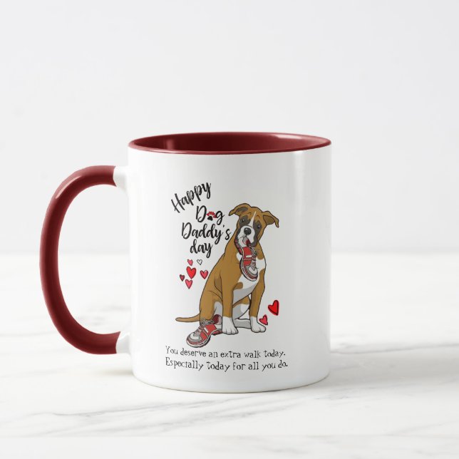 Mug Jour de père heureux" de votre chien de boxeur (Gauche)