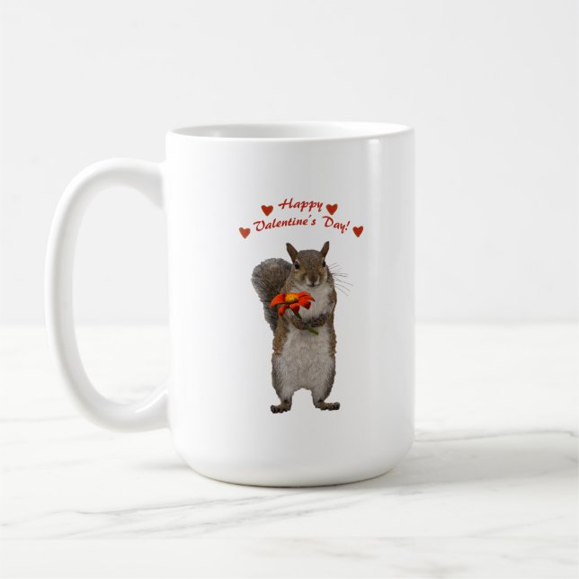 Mug Jour de Valentines heureux d'écureuil mignon (Gauche)