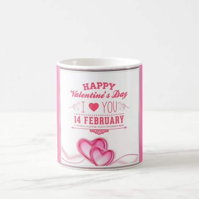 Mug Jour de Valentines heureux rose romantique (Centre)