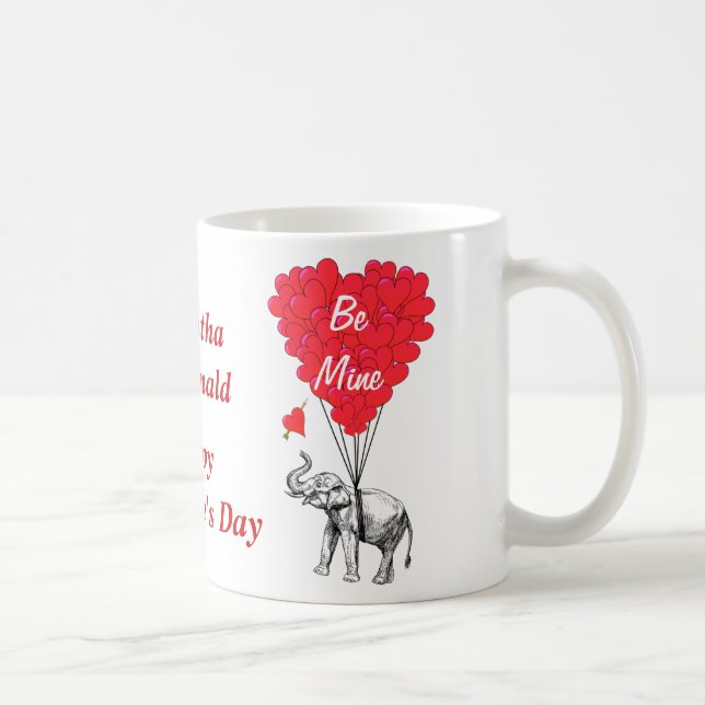 Mug Jour de Valentines pour éléphant personnalisé (Droite)