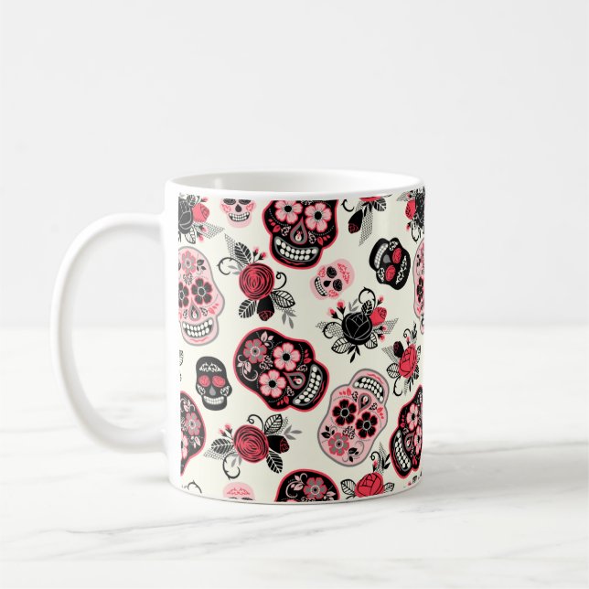 Mug Jour des crânes de sucre morts, blanc (Gauche)