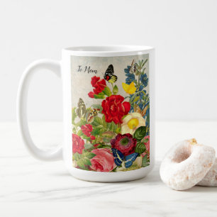 Mug Jour des mères Jardin oeillets papillons Rose