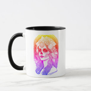 Mug Jour des morts, couleurs arc-en-ciel