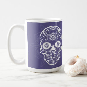 Mug Jour Des Morts Crâne Violet Sucre Blanc