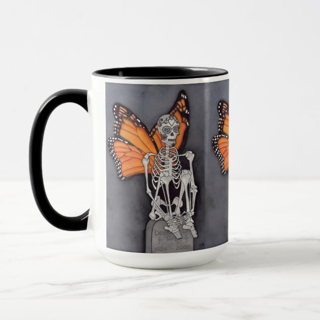 Mug Jour des morts Halloween Papillon squelette (Gauche)