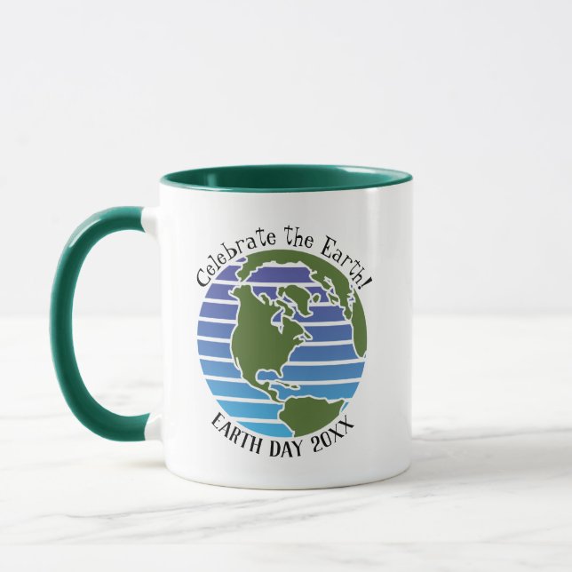 Mug Jour des terres Blue Green Globe Carte Planète (Gauche)