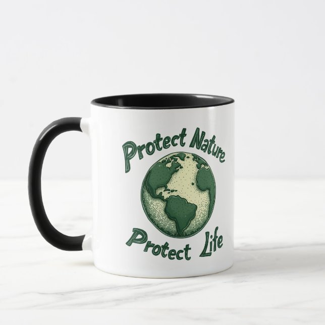 Mug Jour des terres Rétro - Protéger la nature, protég (Gauche)