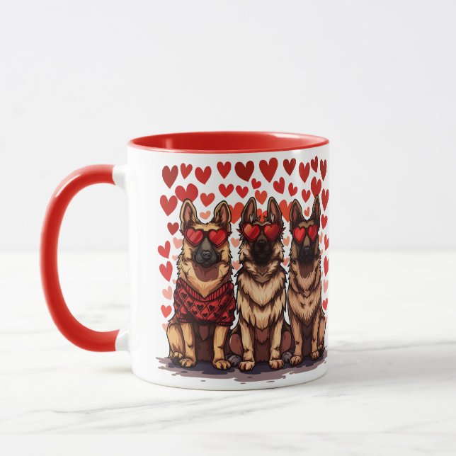 Mug Jour des Valentines Chiens bergers allemands (Gauche)