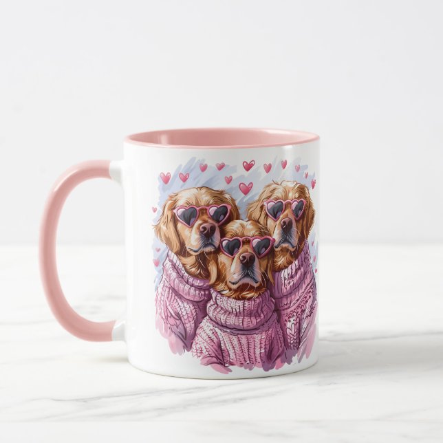 Mug Jour des Valentines Chiens d'or (Gauche)