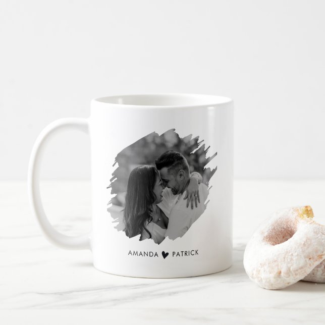 Mug Jour des Valentines customisé Photo moderne Couple (Avec donut)