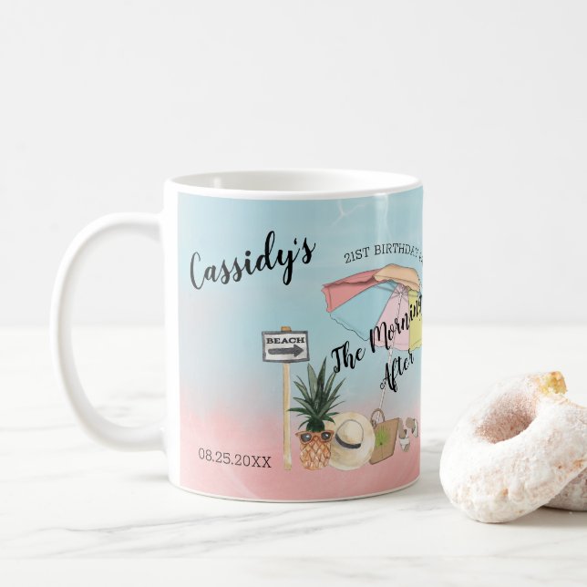 Mug Jour d'été à la 21ème fête d'anniversaire de plage (Avec donut)
