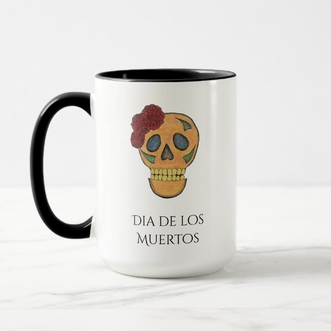 Mug Jour d'Halloween du crâne de sucre mort (Gauche)