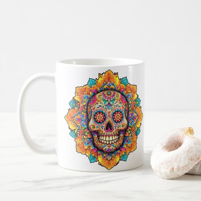 Mug Jour du crâne de sucre mort (Avec donut)