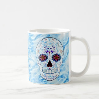 Mug Jour du crâne mort de sucre - fractale de bleus