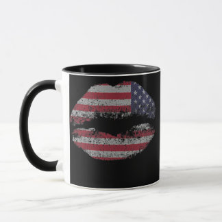 Mug Jour du drapeau américain USA Rouge à lèvres 4 jui