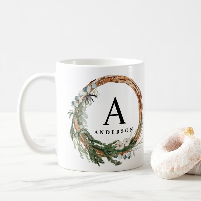 Mug Jour férié photo de feuillage minimal moderne (Avec donut)