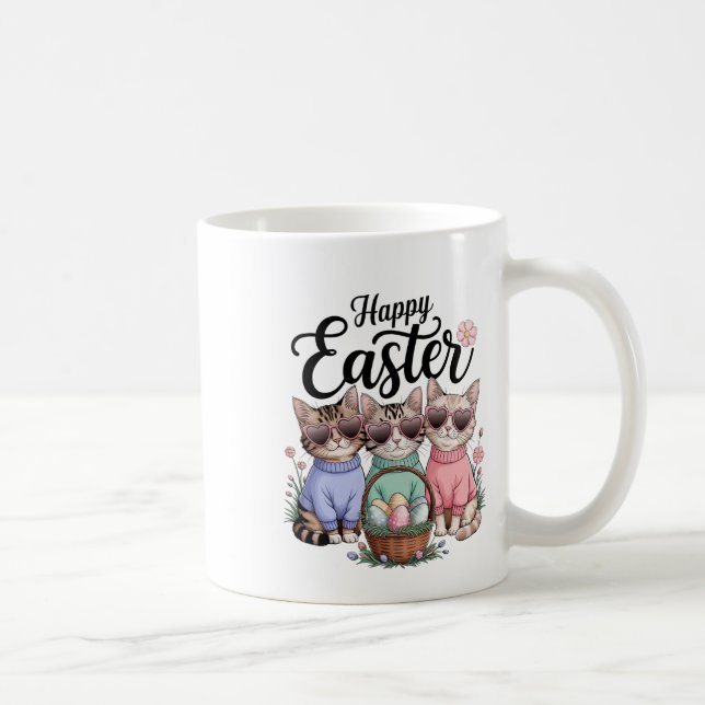 Mug Jour Pâques mignonne Chat Lapin Oreilles OEufs Gra (Droite)