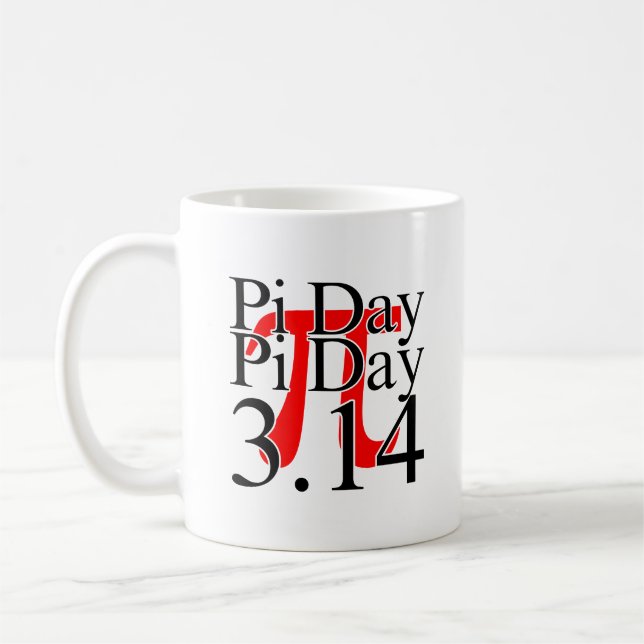 Mug Jour Pi 3.14 Noir Et Rouge (Gauche)