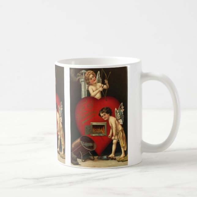 Mug Jour vintage des Valentines Cupide, Anges brûlant  (Droite)