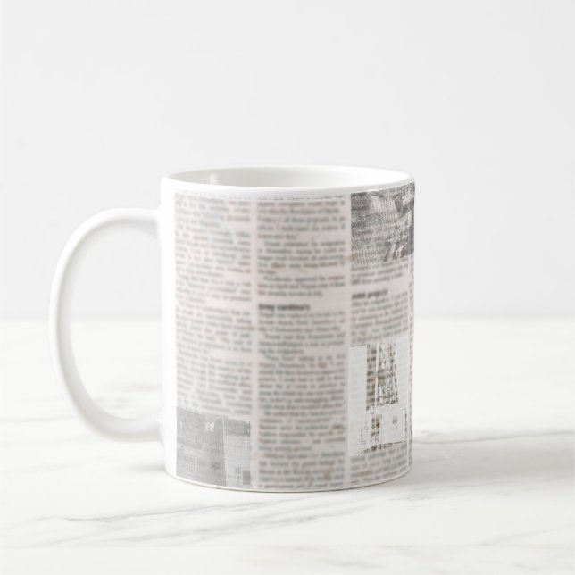 Mug Journal avec vieux texte illisible. Grunge vintage (Gauche)
