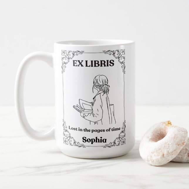 Mug Journal de lecture personnalisé Dark Academia Ex L (Avec donut)