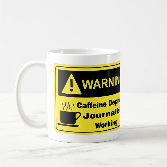 Mug Journaliste d'avertissement de caféine (Gauche)