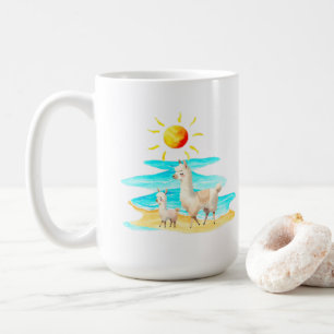 Mug Journée à la plage avec un lama mignon