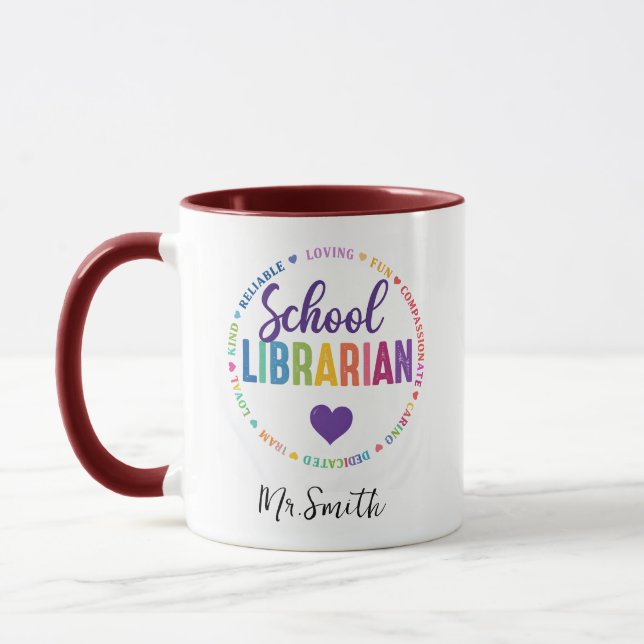 Mug Journée de la bibliothécaire personnalisée | Nom p (Gauche)