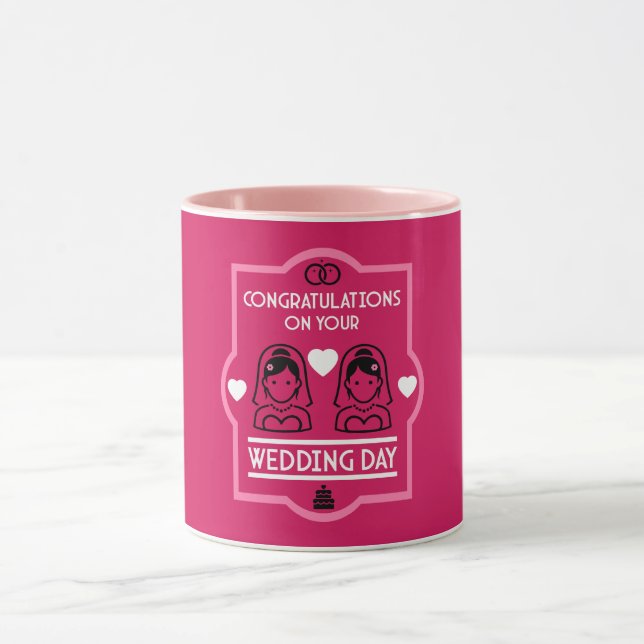 Mug Journée de mariage des filles gays (Centre)