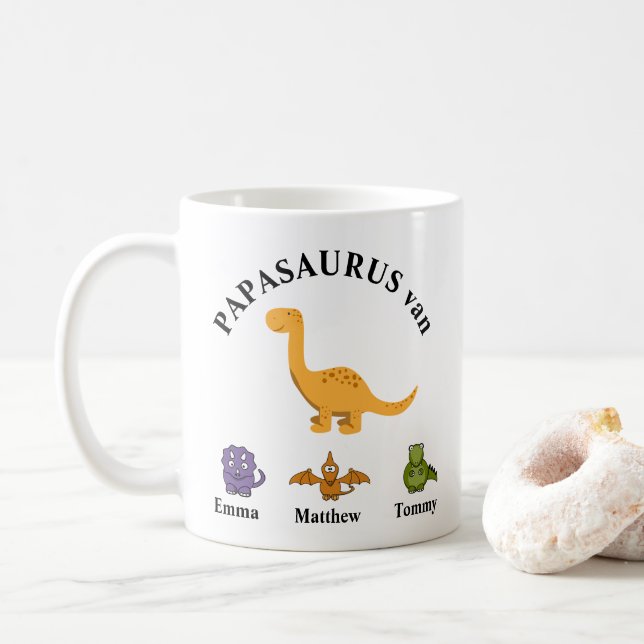 Mug Journée de paternité cadeau papasaure mok (Avec donut)