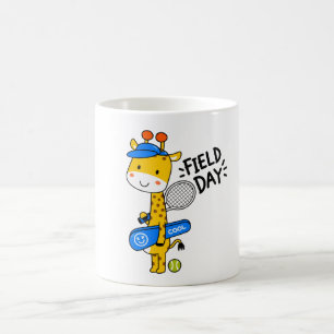 Mug Journée de terrain de tennis de la girafe mignonne