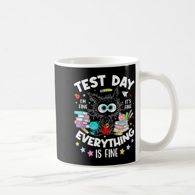 Mug Journée de test drôle chat stressé enseignant élèv (Droite)